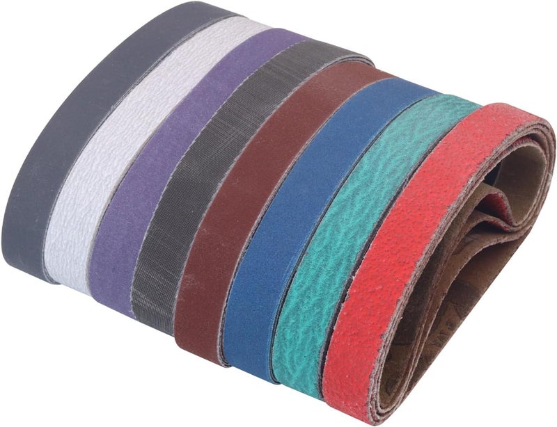 SHUTTLE GENIUS 32 Pack 1/2" x 10" Replacement Knife Sharpener Sanding Belts for Work Sharp WSCMB Combo Knife Sharpener, 80/120/240/400/600/800/1000/2500 Grit Sharpening Belts - Image 1